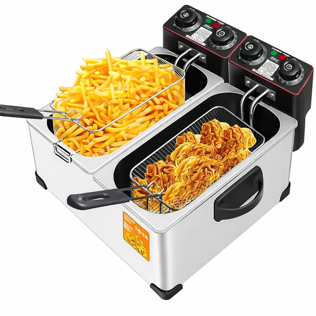 Friteuza electrica dubla profesionala RAF 2000W 3L + 3L inox - Bucatarie si electrocasnice