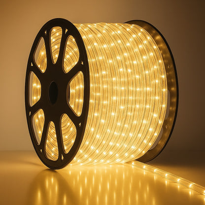 Instalație Crăciun 50m, 240 LED, Furtun Luminos Alb Cald, 220V, Sectionabil cu Transformator