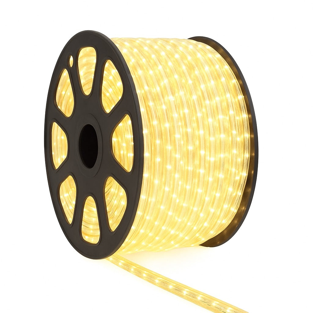 Instalație Crăciun 50m, 240 LED, Furtun Luminos Alb Cald, 220V, Sectionabil cu Transformator