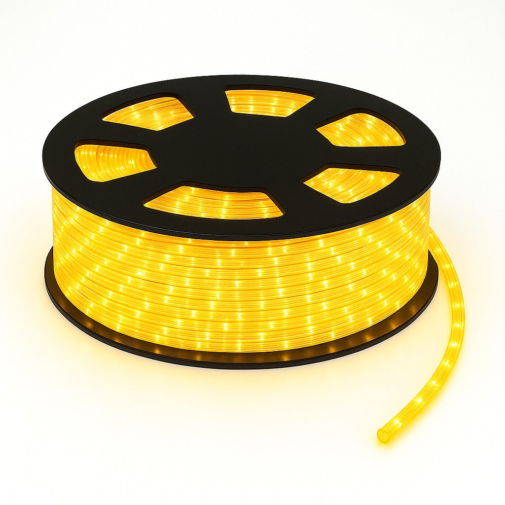 Instalație Crăciun 50m, 240 LED, Furtun Luminos Alb Cald, 220V, Sectionabil cu Transformator