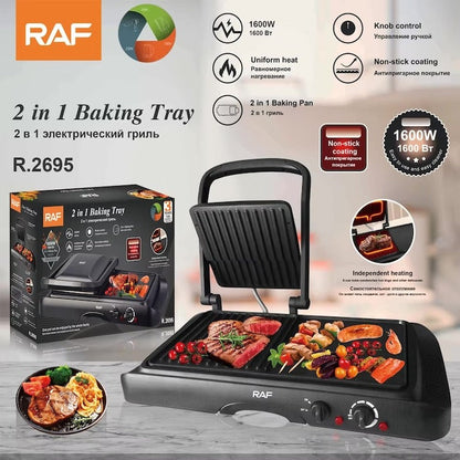 Grill Electric 2 in 1 RAF R2695 1600W Antiaderent - Bucatarie si electrocasnice