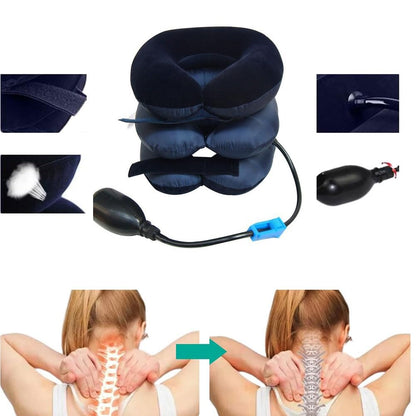 Dispozitiv de Tracțiune Cervicală Gonflabil – Guler pentru Întinderea Gâtului, Calmarea Durerii și Presiunii Cervicale, Albastru