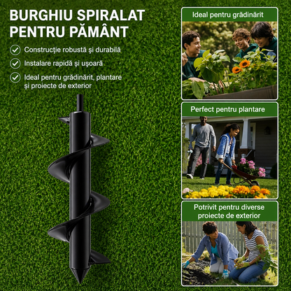 Burghiu gradina pentru plantare otel carbon compatibil masina gaurit diametru 5 cm lungime 46 cm - Scule si bricolaj