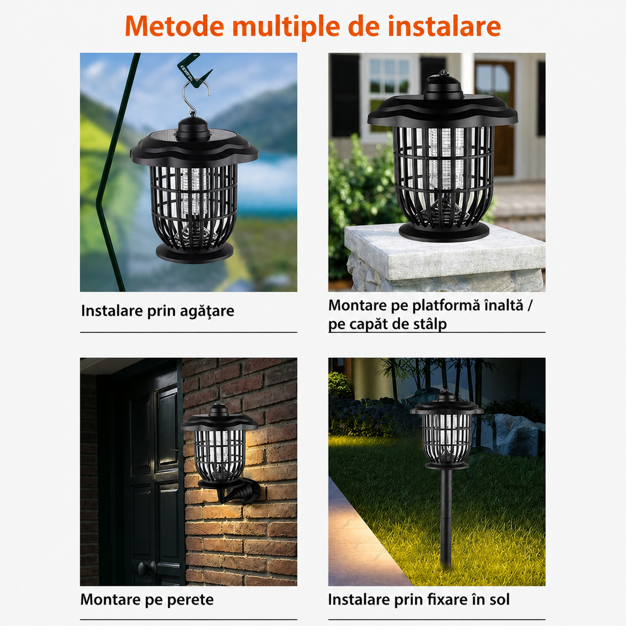 Lampa solara anti tantari LED UV 2 in 1 exterior 52 cm IP44 gradina - Iluminat