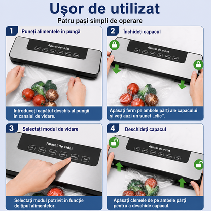 Aparat de vidat alimente 120W 65kPa compact cu 10 pungi vidare - Bucatarie si electrocasnice