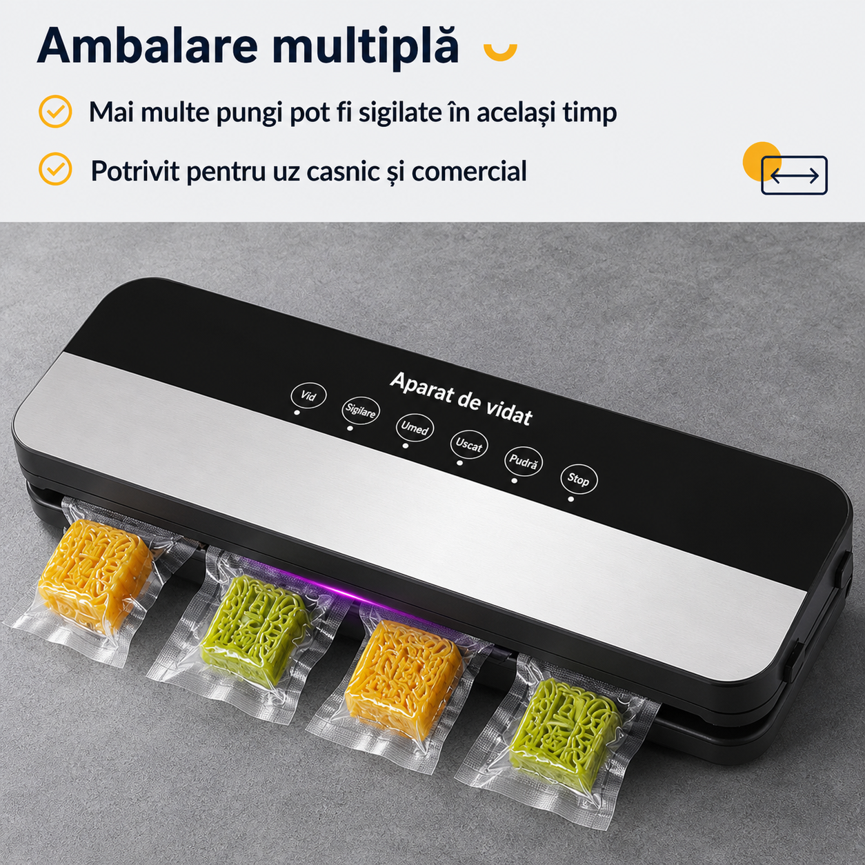 Aparat de vidat alimente 120W 65kPa compact cu 10 pungi vidare - Bucatarie si electrocasnice