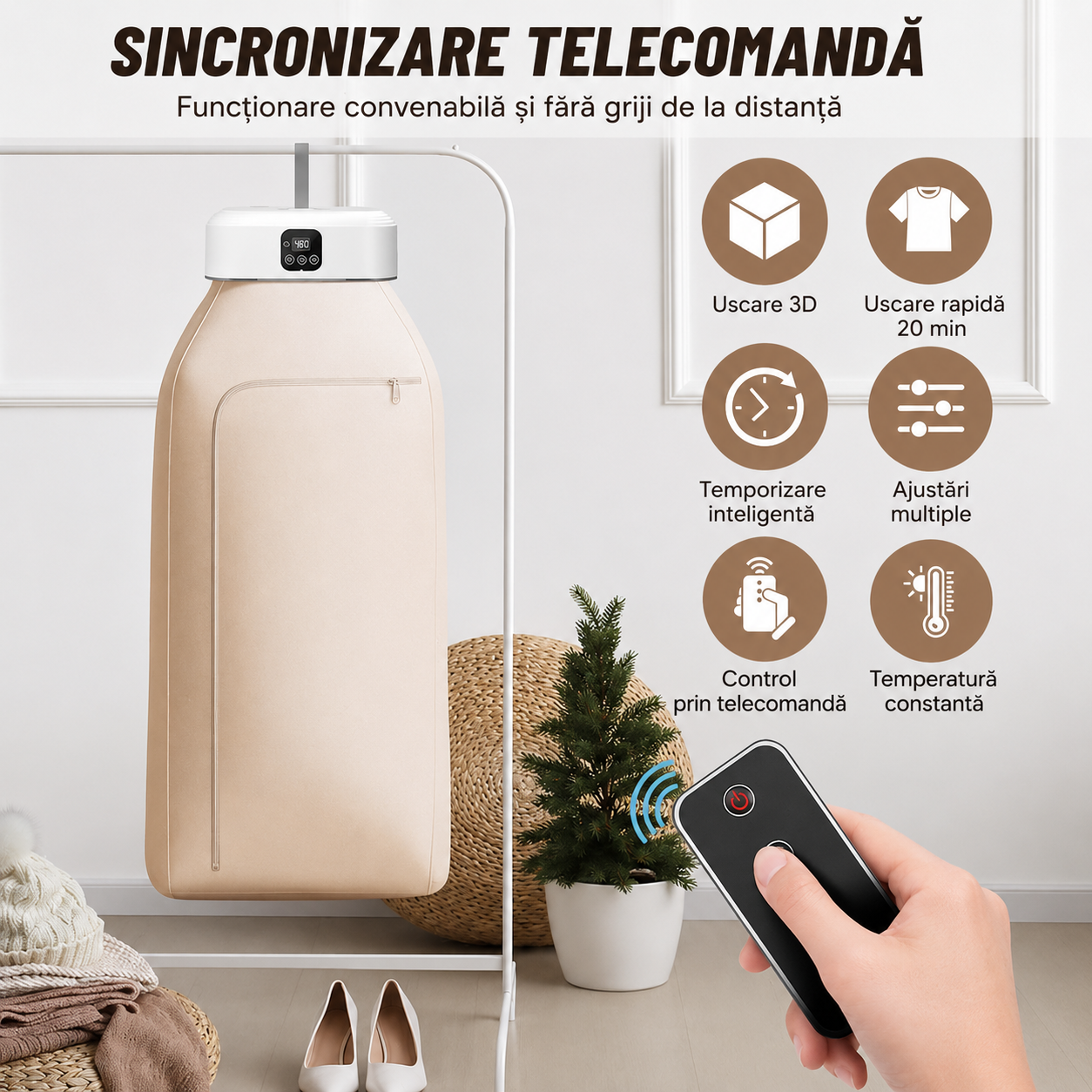 Uscator de rufe electric portabil 600W pliabil pentru calatorii - Curatenie si intretinere