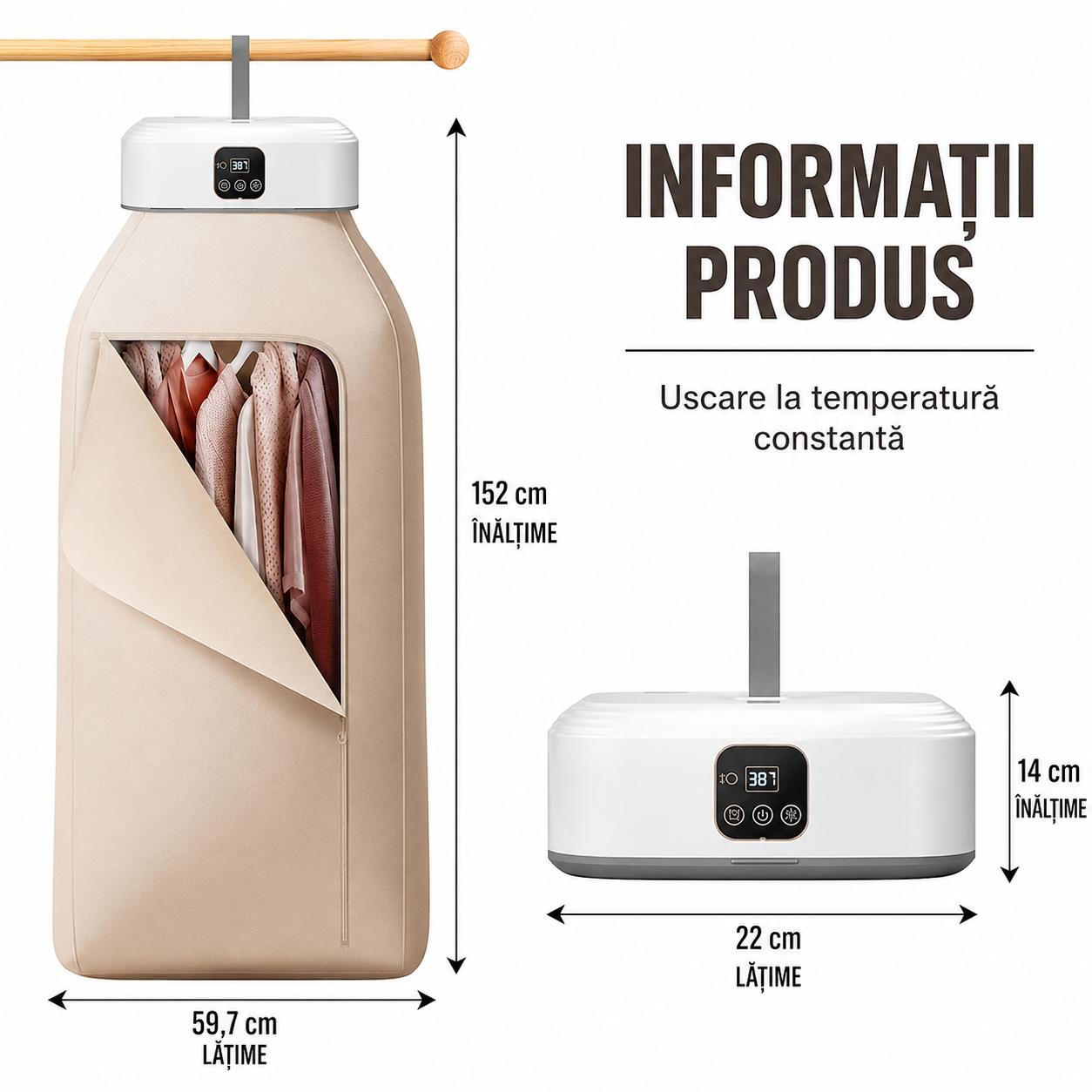 Uscator de rufe electric portabil 600W pliabil pentru calatorii - Curatenie si intretinere