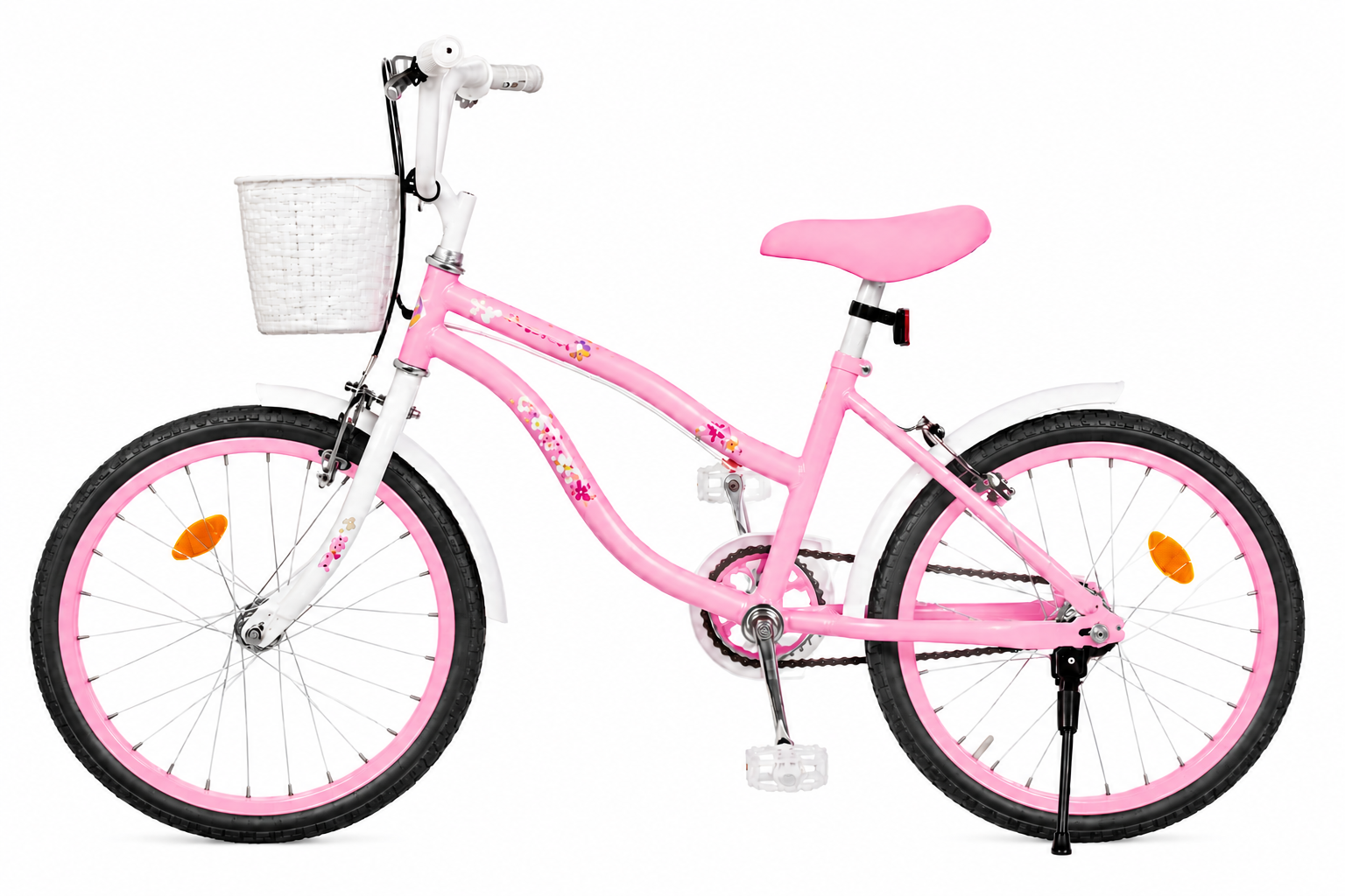 Bicicleta Retro copii 12 16 20 inch cu roti ajutatoare cosulet frana reglabila roz - Copii si bebelusi