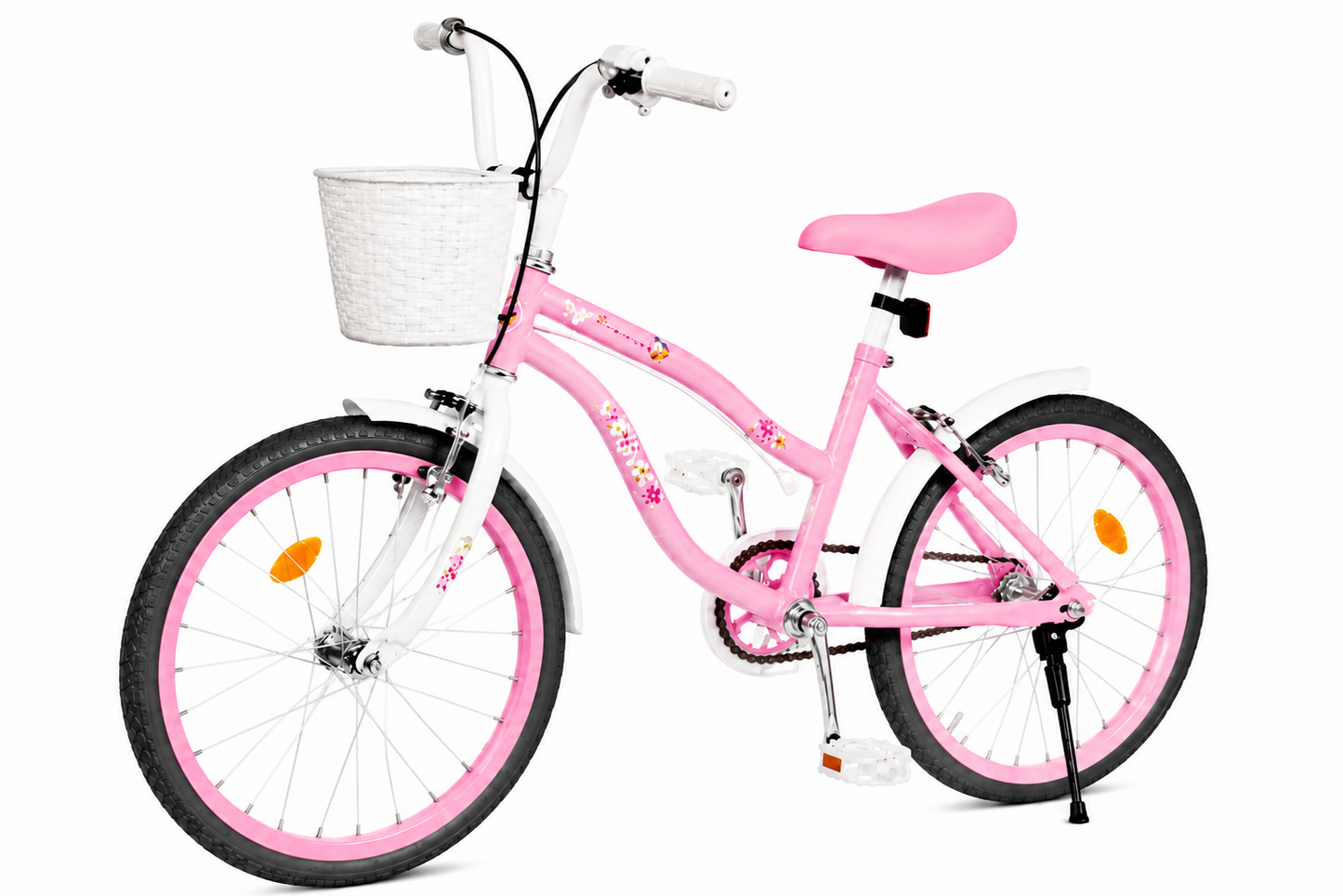 Bicicleta Retro copii 12 16 20 inch cu roti ajutatoare cosulet frana reglabila roz - Copii si bebelusi