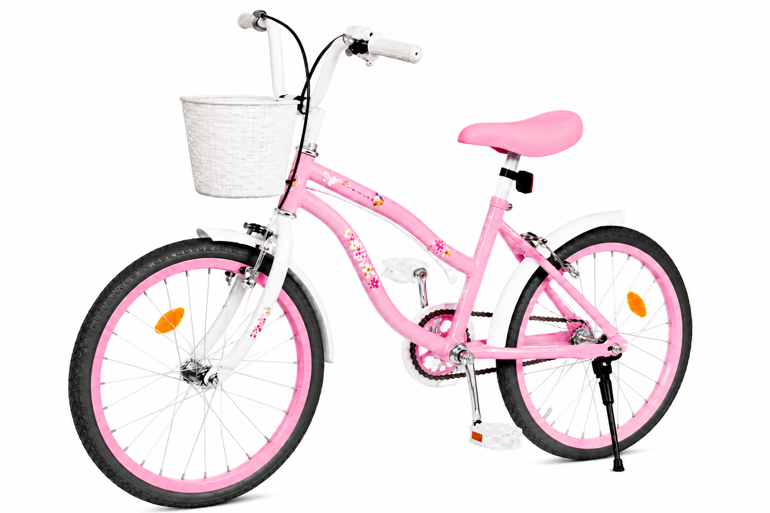 Bicicleta Retro copii 12 16 20 inch cu roti ajutatoare cosulet frana reglabila roz - Copii si bebelusi