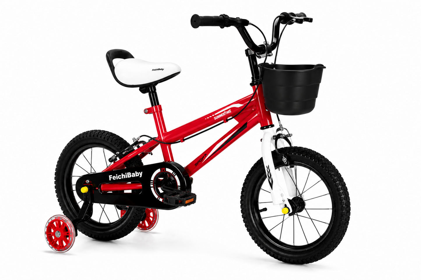 Bicicleta Pentru Copii FeichBaby 12 16 Inch Cu Roti Ajutatoare Cosulet Si Frana Reglabila Rosu - Copii si bebelusi