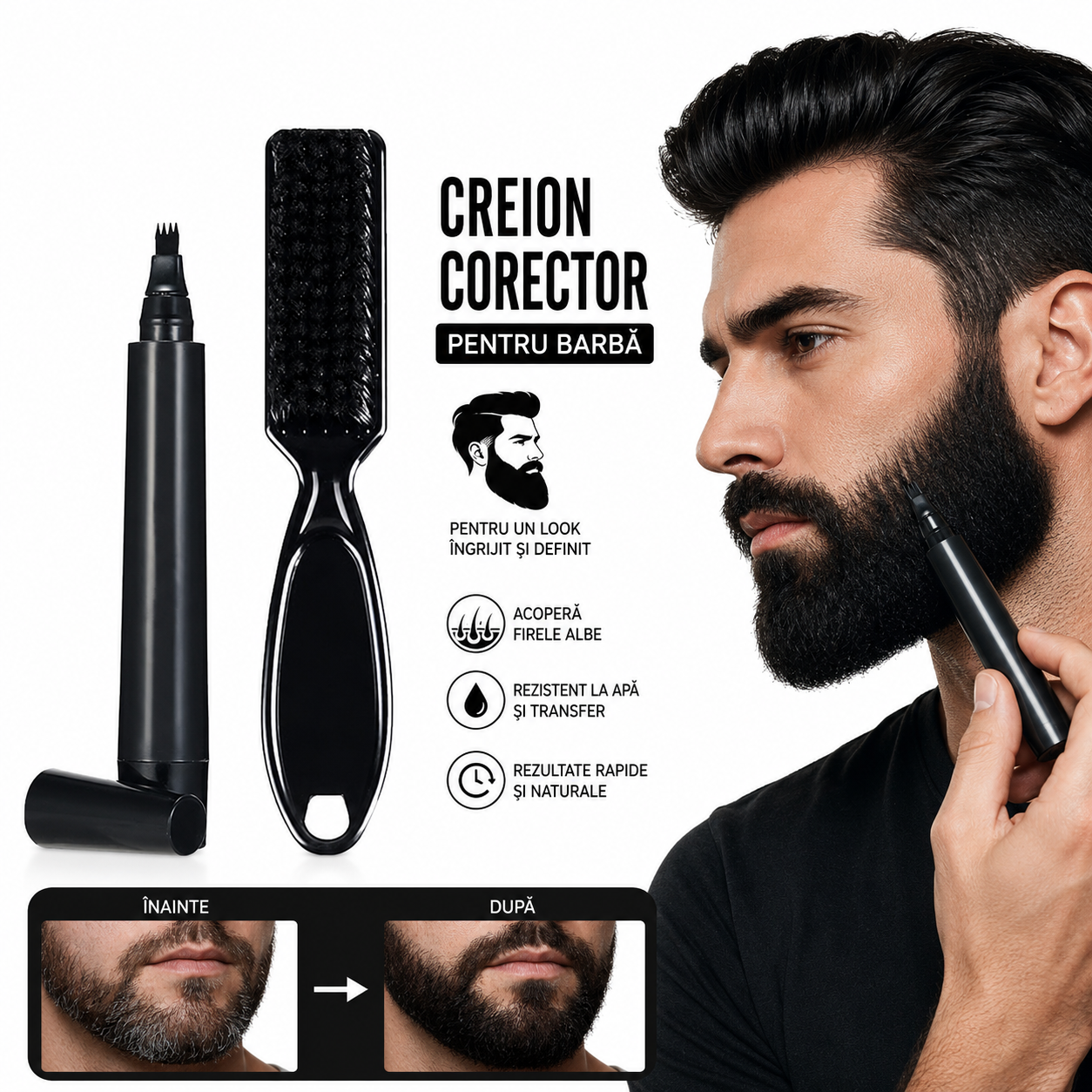 Oferta 1+1 GRATIS - Marker Pentru Barba si Sprancene, Umple Golurile Instant si Ofera Contur Perfect - Sanatate si ingrijire