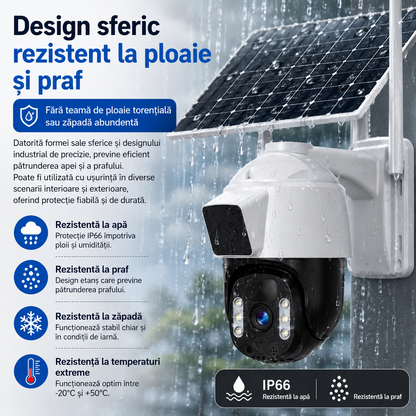 Camera Solara Dual Lens 4K - Varianta 4G Sau WiFi, Card 32GB Inclus si Control Inteligent Din Telefon - Electronice si