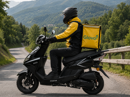 Scuter 125cc LIYA ARES Benzina Permis Garantie 12 Luni - economic, modern si ideal pentru flote Glovo Alb - Negru - Auto si