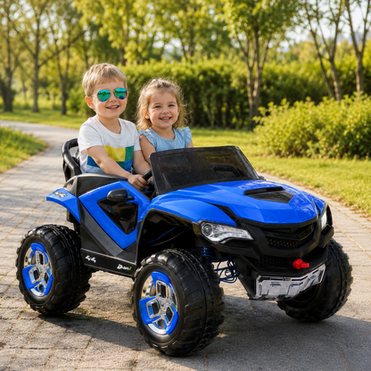Masinuta Electrica Off-Road 4x4 Pentru Copii - 2 Locuri, 4 Motoare 45W, Roti EVA, Telecomanda si Lumini LED - Copii si