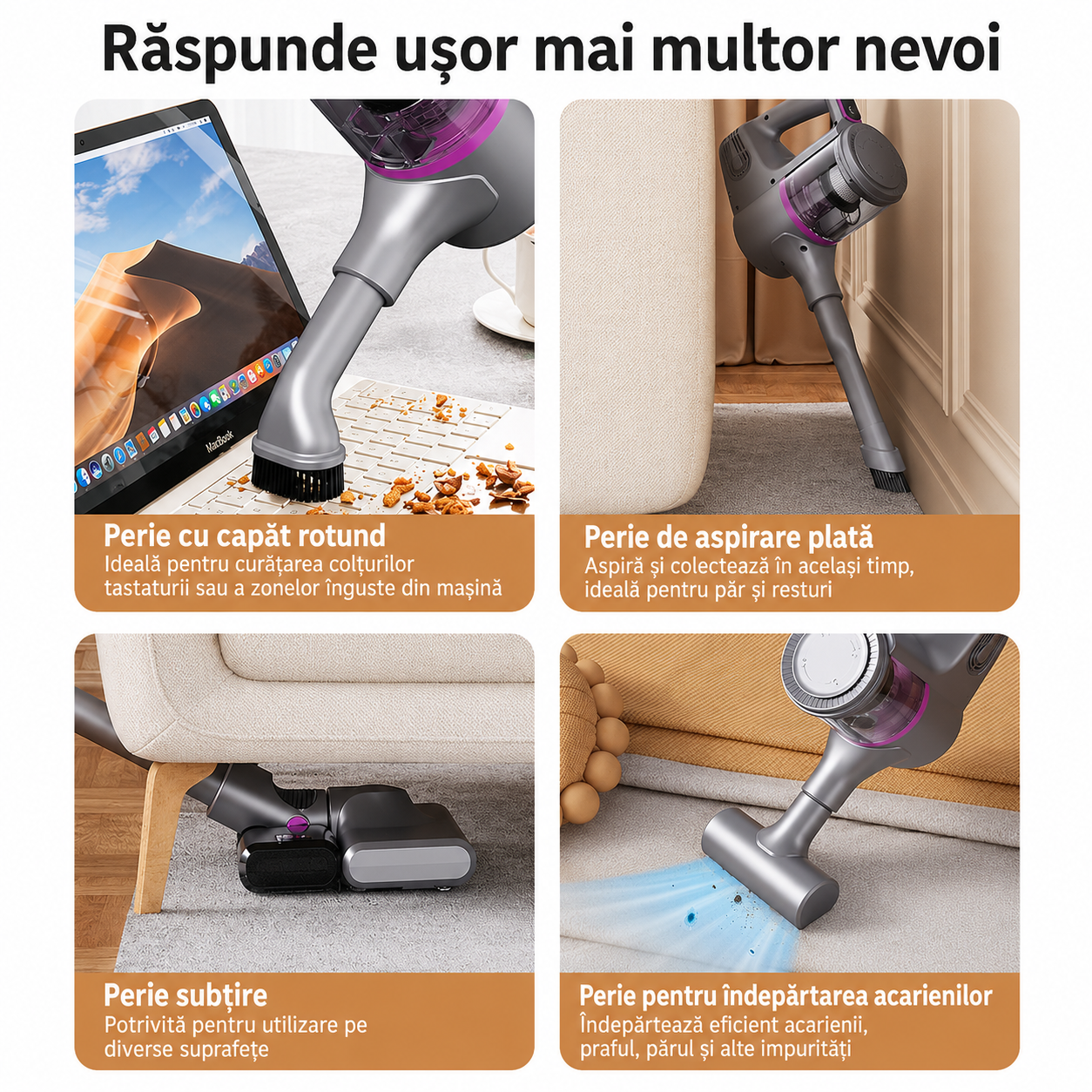 Aspirator Vertical fara Fir 2-in-1 - Aspirare si Mop Intr-un Singur Pas, 100W, Filtru HEPA - Curatenie si intretinere