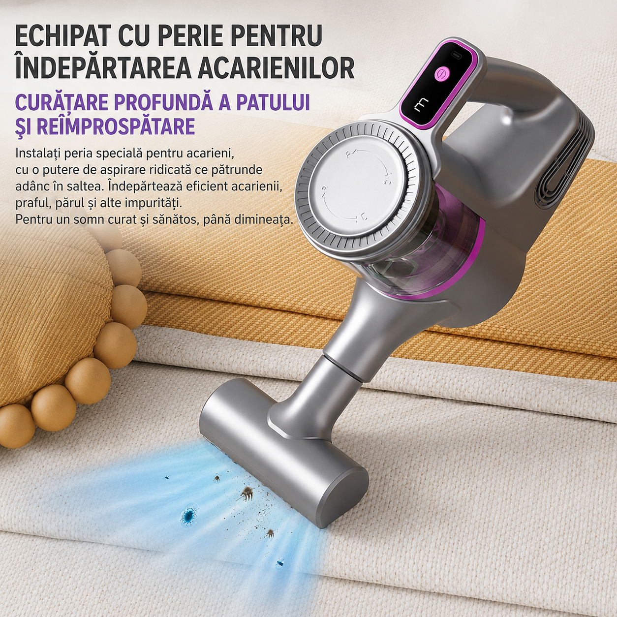 Aspirator Vertical fara Fir 2-in-1 - Aspirare si Mop Intr-un Singur Pas, 100W, Filtru HEPA - Curatenie si intretinere