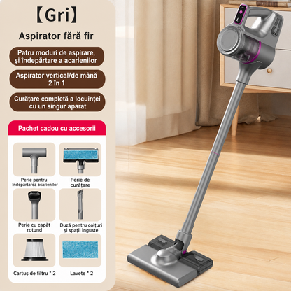Aspirator Vertical fara Fir 2-in-1 - Aspirare si Mop Intr-un Singur Pas, 100W, Filtru HEPA - Curatenie si intretinere