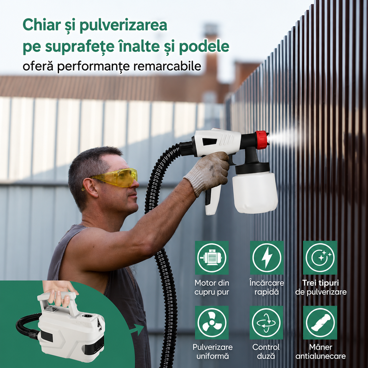 Aparat Profesional de Vopsit Electric 800W - Pulverizare Perfecta, 2 Duze si Cupa 800ML - Bucatarie si electrocasnice