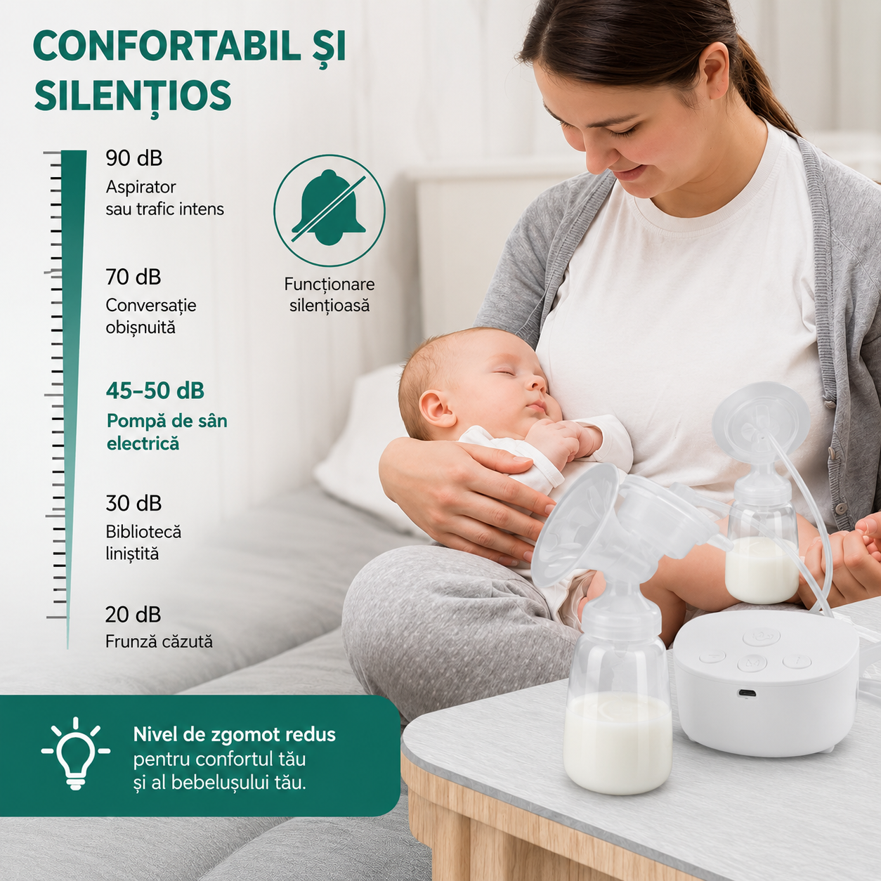 Pompa San Electrica Dubla Yumcute Portabila USB Anti Reflux Fara BPA 3 Moduri - Copii si bebelusi