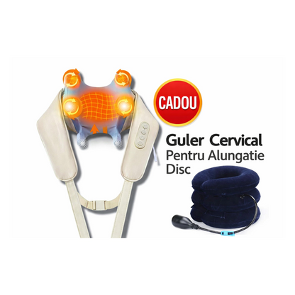 Aparat masaj cervical 4D cu incalzire deep tissue + guler cervical cadou - Sanatate si ingrijire