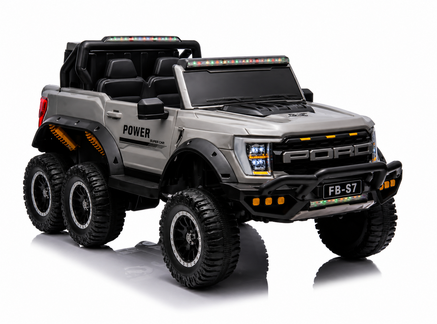 Masinuta electrica jeep 6x6 copii 12V 4 motoare Bluetooth telecomanda 2-8 ani gri - Copii si bebelusi
