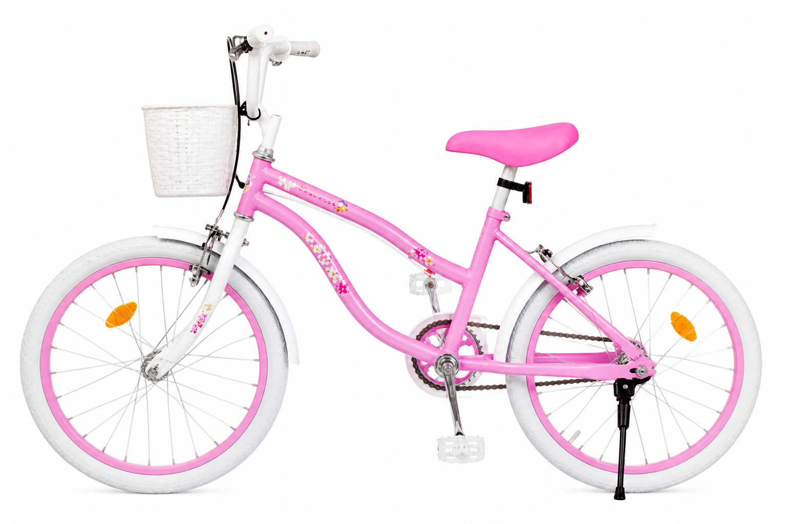 Bicicleta Retro copii 12 14 inch cu roti ajutatoare cosulet frana reglabila roz - Copii si bebelusi