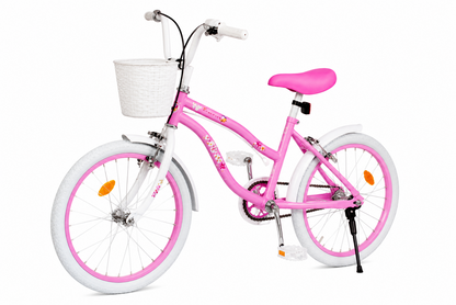 Bicicleta Retro copii 12 14 inch cu roti ajutatoare cosulet frana reglabila roz - Copii si bebelusi
