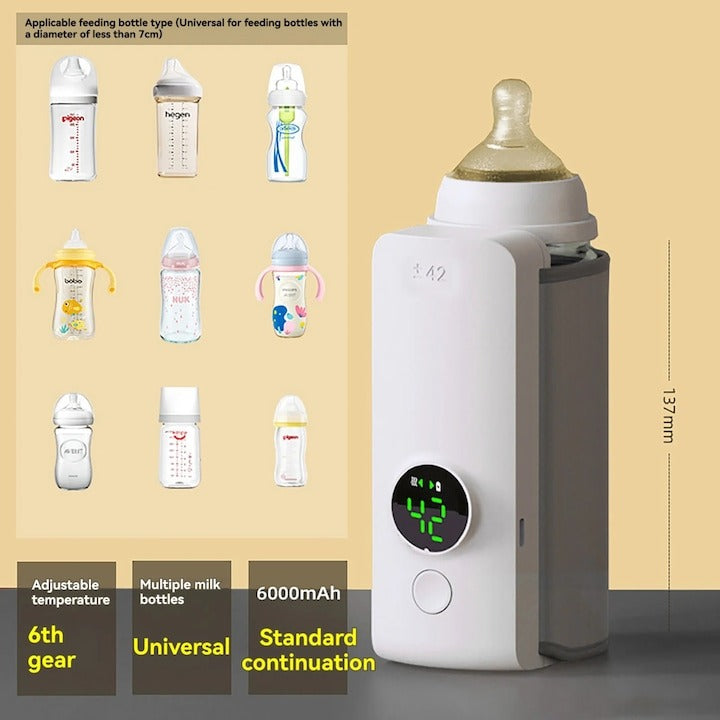 Încălzitor Portabil pentru Biberoane 6000 mAh – Ajustabil, Fără Fir, Ideal pentru Călătorii