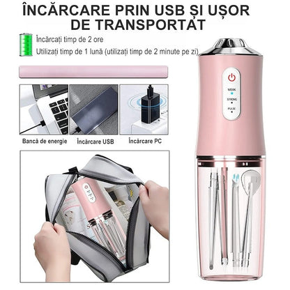 Irigator Oral Electric Portabil 220ml, 3 Moduri, IPX7, 8 Duze, USB - Auto si moto