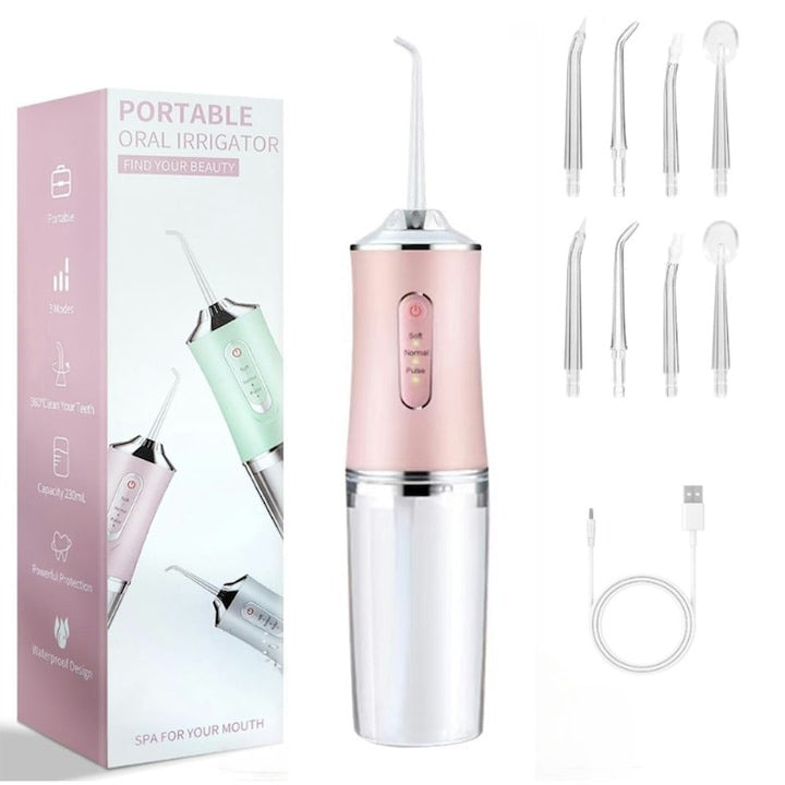 Irigator Oral Electric Portabil 220ml, 3 Moduri, IPX7, 8 Duze, USB - Auto si moto