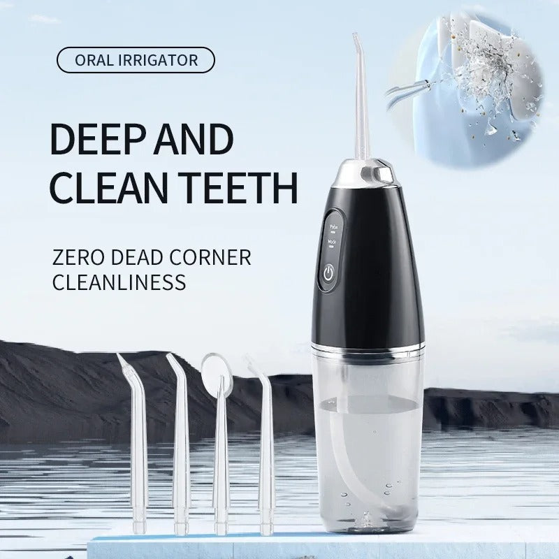 Irigator Oral Dental Fara Fir, Reincarcabil USB, Waterproof - Curatare Dinte & Gingii, 3 Moduri, 4 Duze - Curatenie si