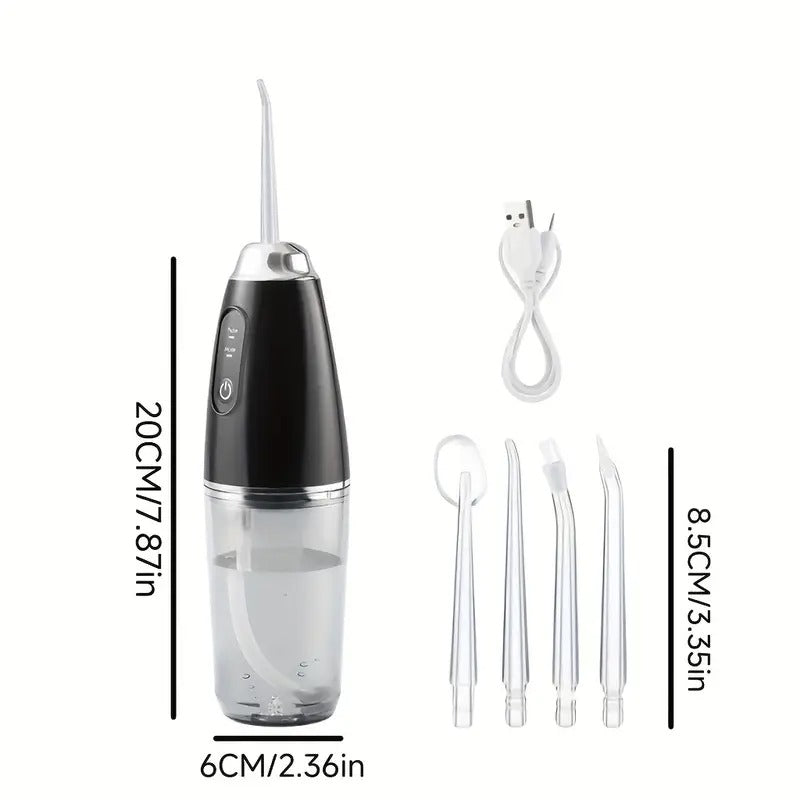 Irigator Oral Dental Fără Fir, Reîncărcabil USB, Waterproof – Curățare Dinte & Gingii, 3 Moduri, 4 Duze