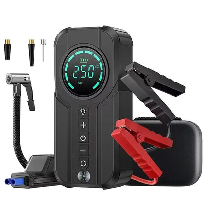Jump Starter + compresor auto 2 în 1 TruckPower – 16000mAh, 2000A, lanternă și powerbank USB