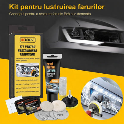 Kit polish faruri auto cu protectie UV - Set complet restaurare faruri ingalbenite - Auto si moto