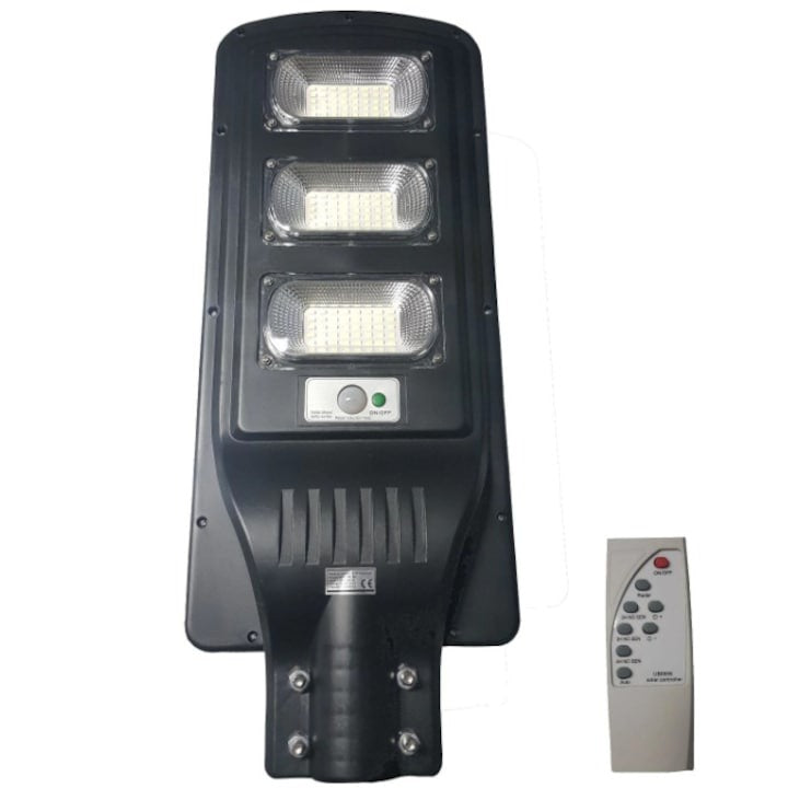 Lampa stradala solara LED 90W, 120 LED-uri, stalp inclus, telecomanda, IP65 - Iluminat