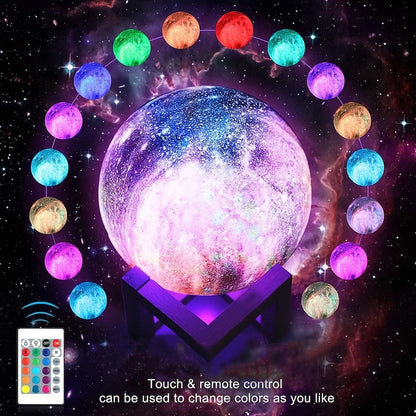 Lampă de veghe Lună 3D cu suport lemn – decor modern și relaxant