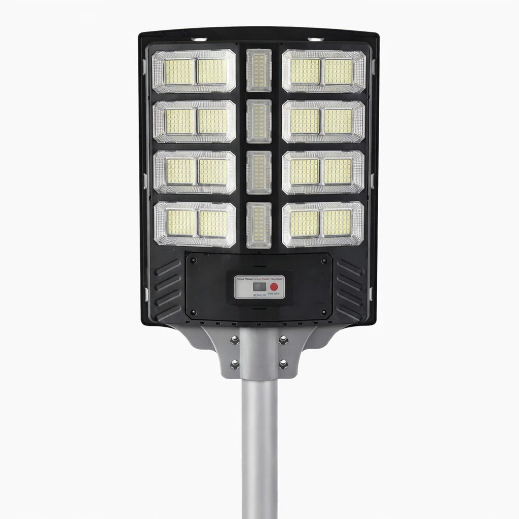 Lampa solara LED stradala 800W cu senzor miscare, stalp inclus, IP67, telecomanda - Iluminat