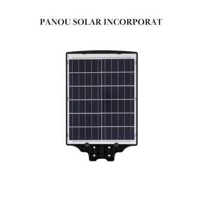 Lampa solara LED stradala 800W cu senzor miscare, stalp inclus, IP67, telecomanda - Iluminat