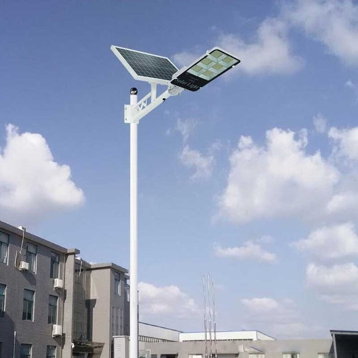 Lampa stradala solara Jortan 400W cu senzor miscare, telecomanda, stalp inclus + CADOU - Auto si moto