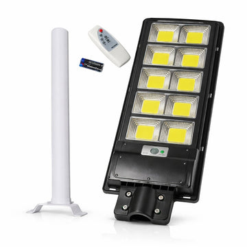 Lampa stradala solara LED 600W IP67 cu senzor miscare, stalp inclus, telecomanda - Electronice si gadgeturi