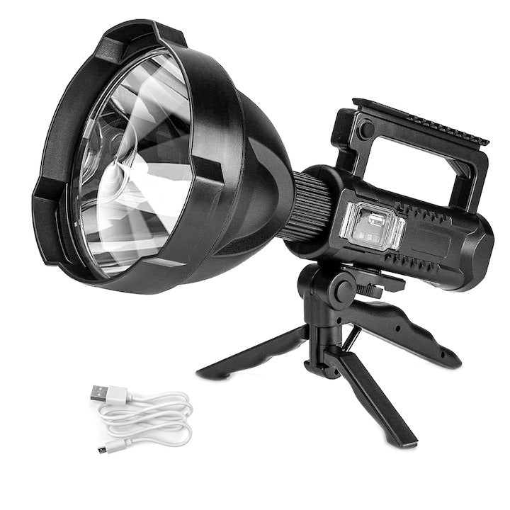 Lanternă LED Reîncărcabilă 4000Lm, Powerbank, 4 Moduri Iluminare, Trepied Inclus