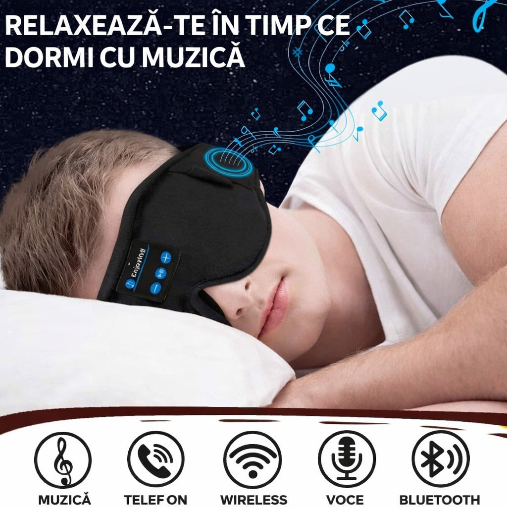 Masca de somn Bluetooth cu microfon, blackout total, ideala pentru relaxare si calatorii - Sport si timp liber
