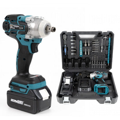 Trusa masina de insurubat cu impact - bormasina 48V, 2 acumulatori, 850Nm, 40 accesorii, albastru/negru - Auto si moto