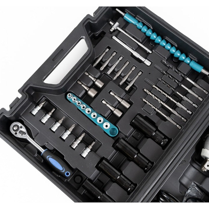 Trusa masina de insurubat cu impact - bormasina 48V, 2 acumulatori, 850Nm, 40 accesorii, albastru/negru - Auto si moto