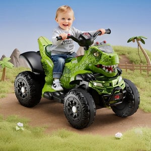 ATV electric copii dinozaur T-REX 6V 35W cu muzica lumini LED 2-4 ani verde - Copii si bebelusi