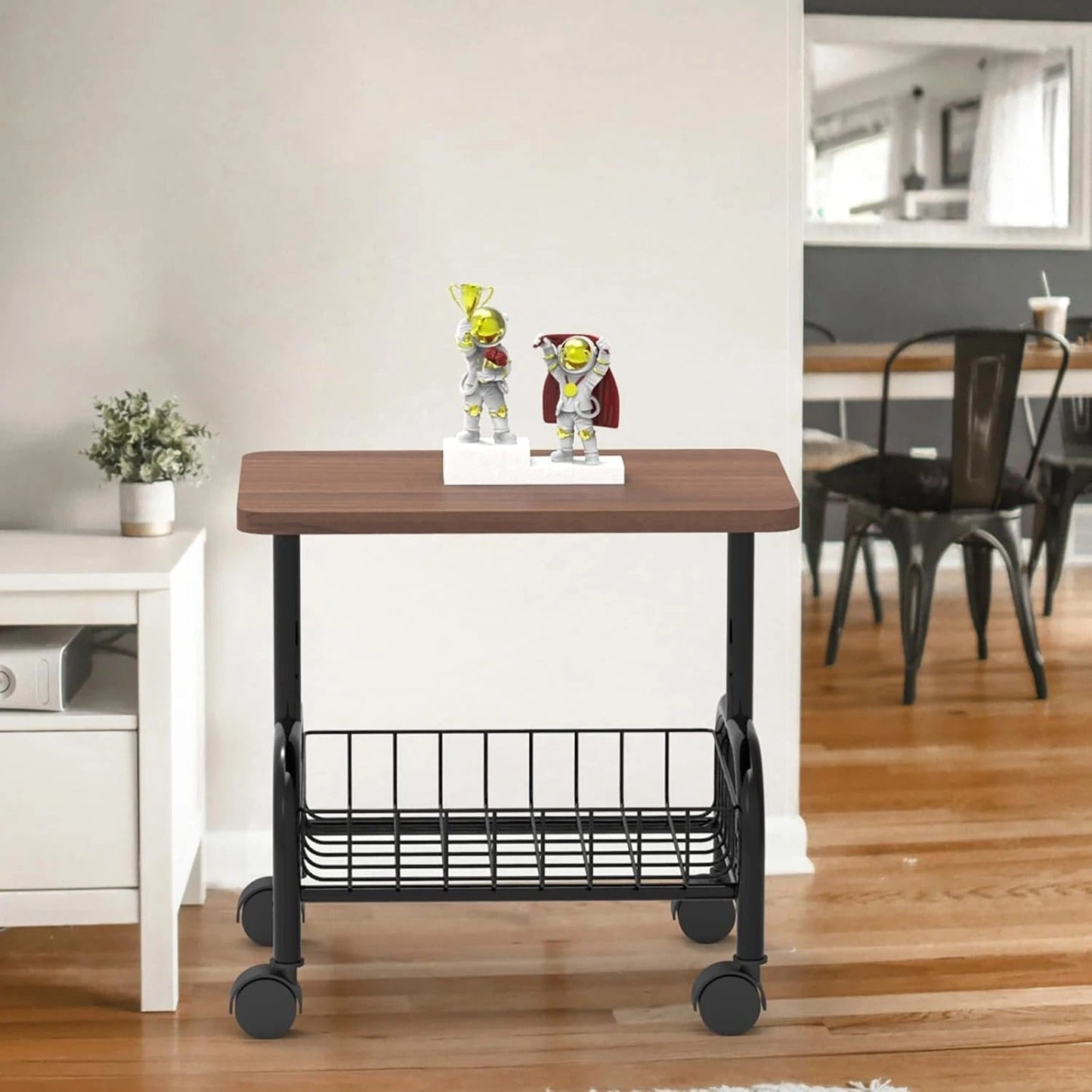 Masuta moderna cu spatiu de depozitare, 2 niveluri, 43x30x54 cm, maro/negru - Mobilier si organizare