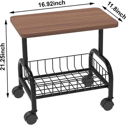 Masuta moderna cu spatiu de depozitare, 2 niveluri, 43x30x54 cm, maro/negru - Mobilier si organizare