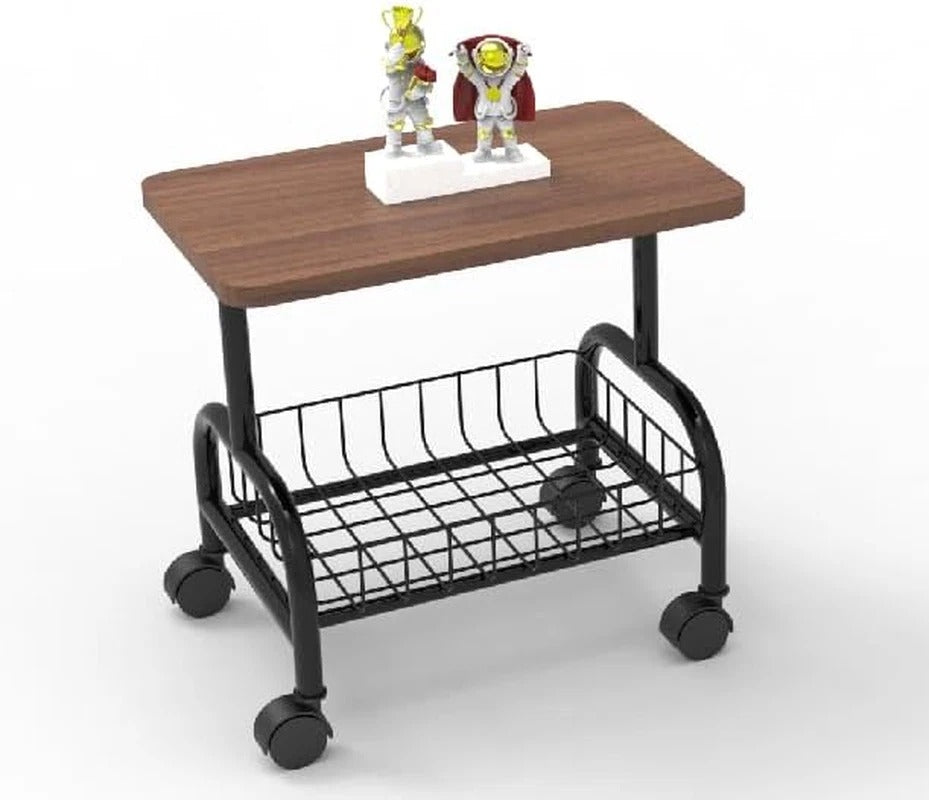 Masuta moderna cu spatiu de depozitare, 2 niveluri, 43x30x54 cm, maro/negru - Mobilier si organizare